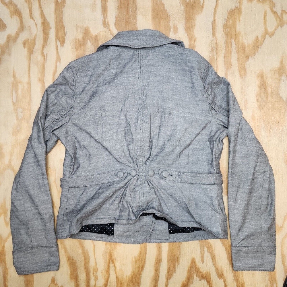 Apostrophe Stretch Piped Jacket Misses Size 12 Gray Cute Bomber Style Zip - Picture 4 of 8
